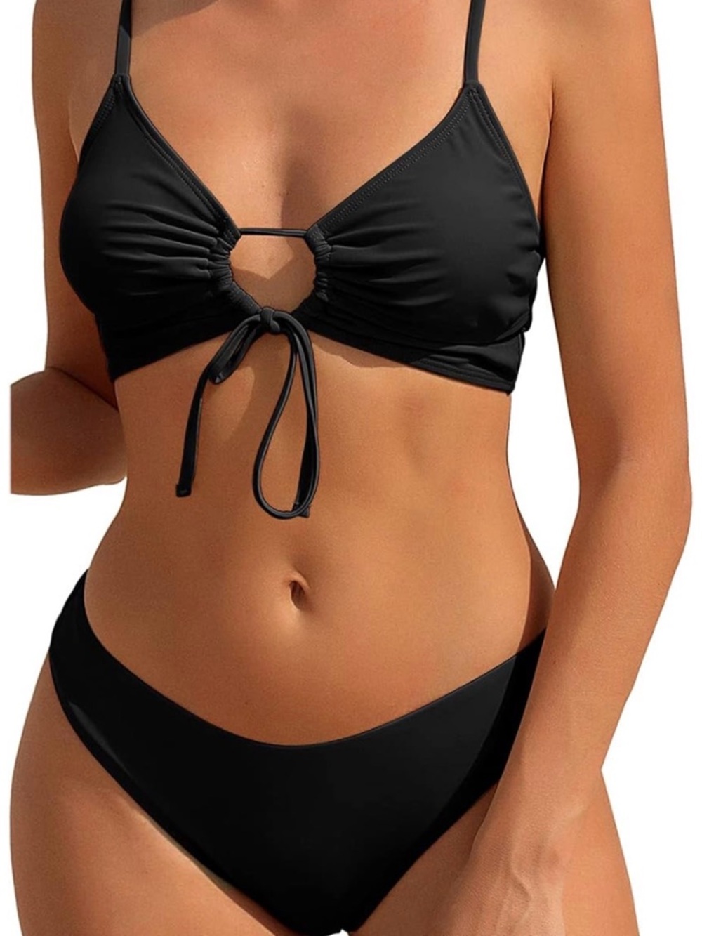 Zaful Blue Drawstring Cutout Bikini Set